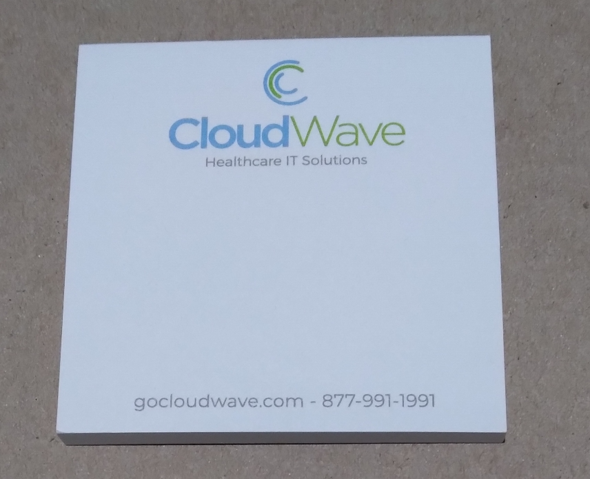 CloudWave sticky notes (Healthcare IT Solutions) w/URL and phone# (Eaches)