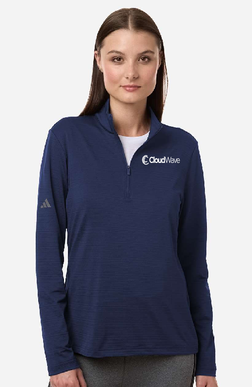 Women's Textured Stripe Quarter-Zip Pullover (Dark Blue) (Eaches)