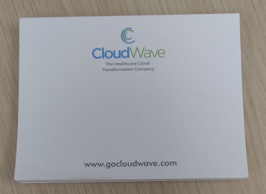 CLW085, CloudWave sticky notes (The Healthcare Cloud Transformation Company) w/URL (Eaches)